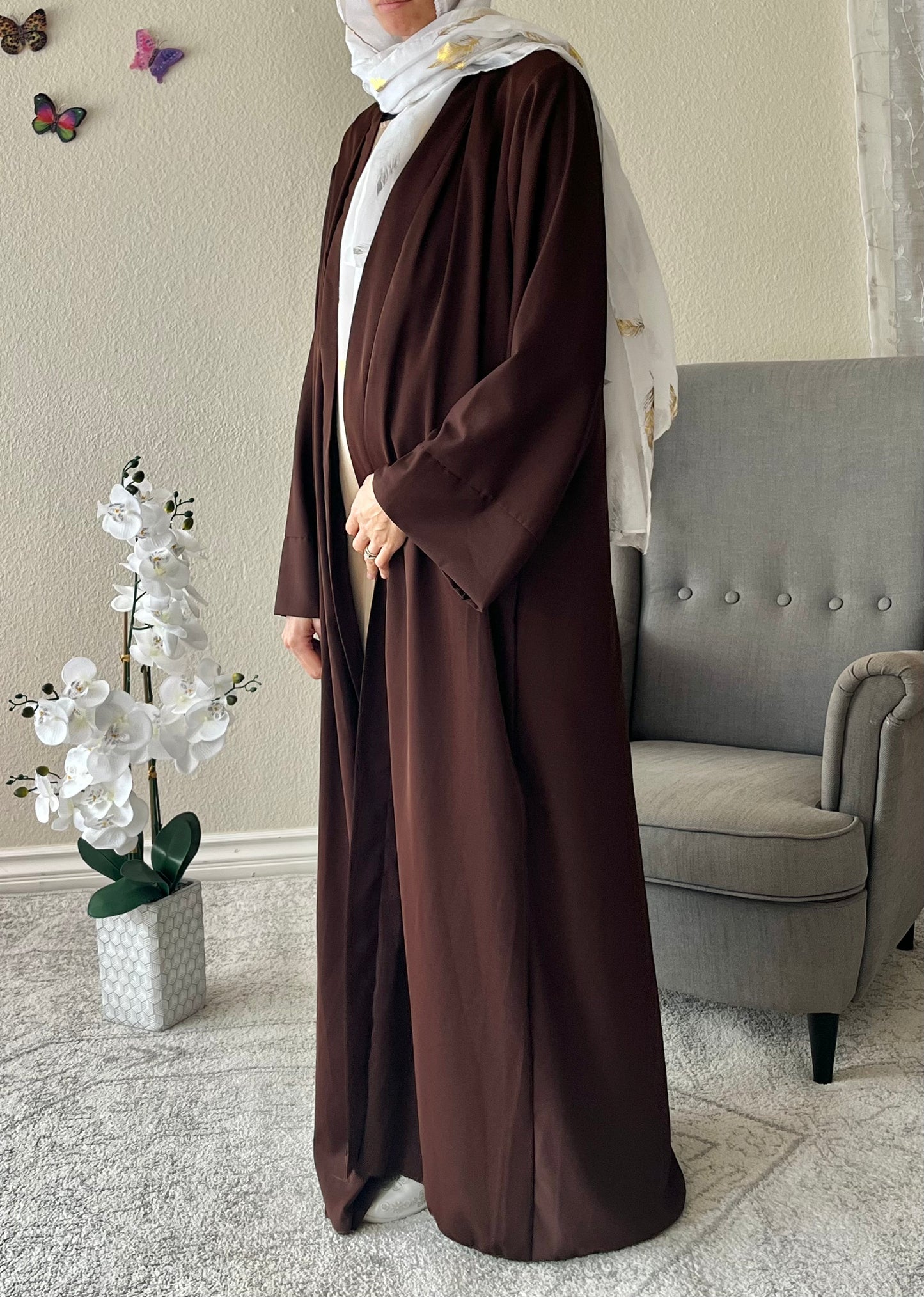 Brown Open Front AbayaBrown Open Front Abaya