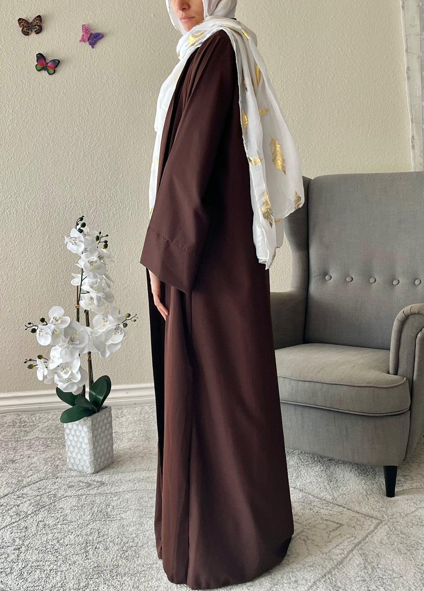 Brown Open Front AbayaBrown Open Front Abaya