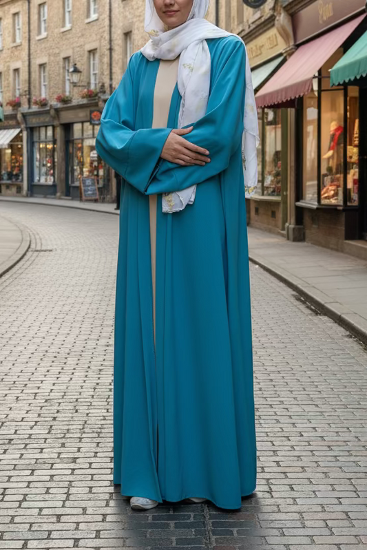Turquoise Open Front AbayaTurquoise Open Front Abaya