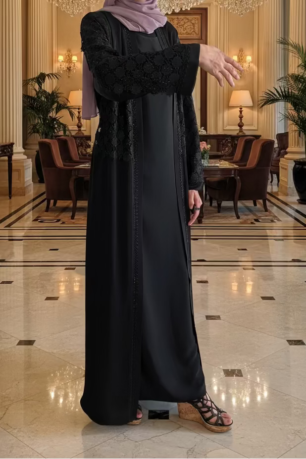 Midnight Majesty Embroidered Abaya