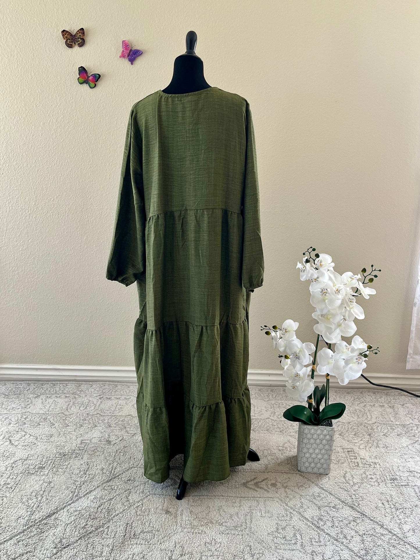 Green Cotton Simple Dress