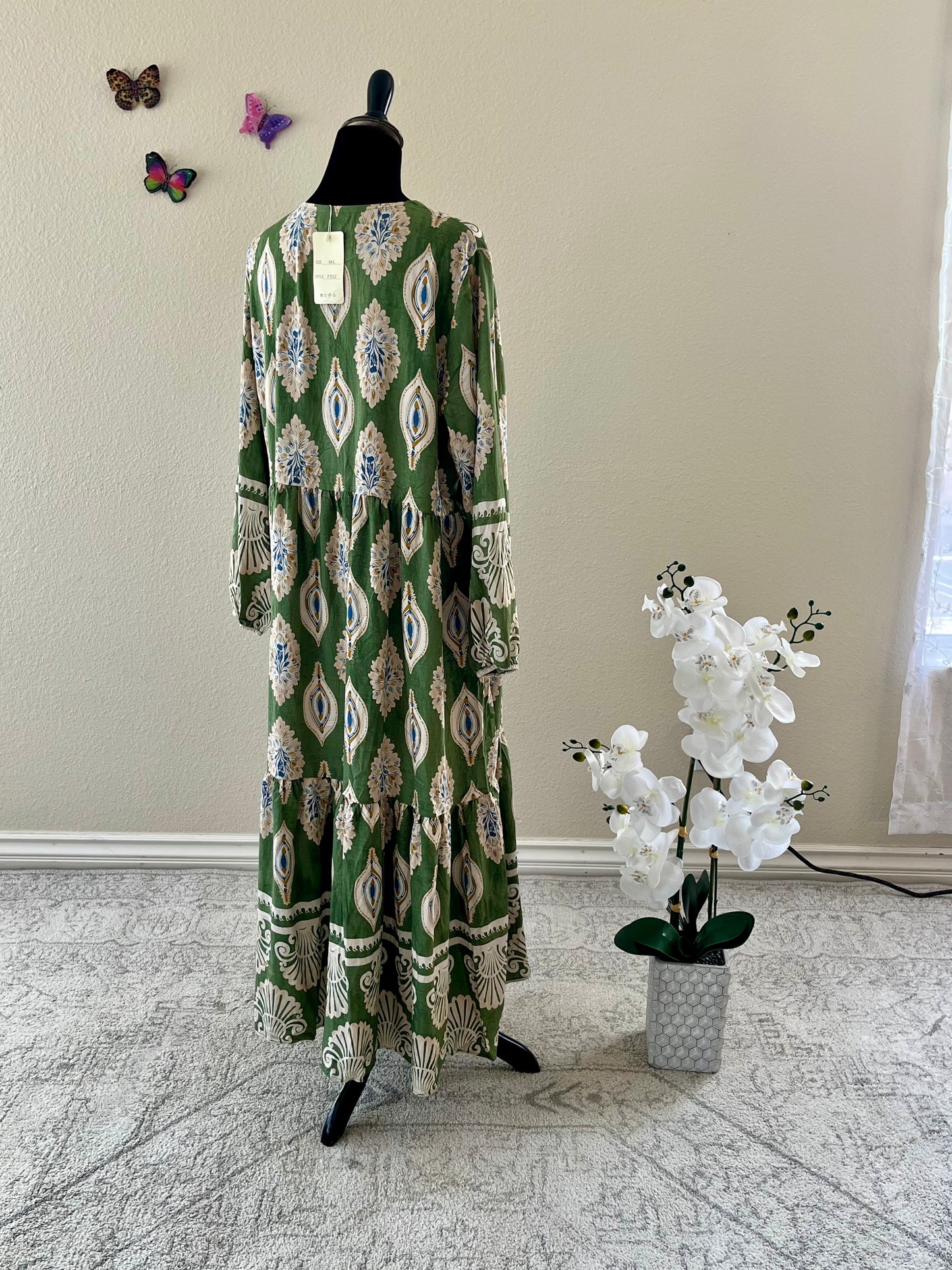 Green Printed Cotton Dress