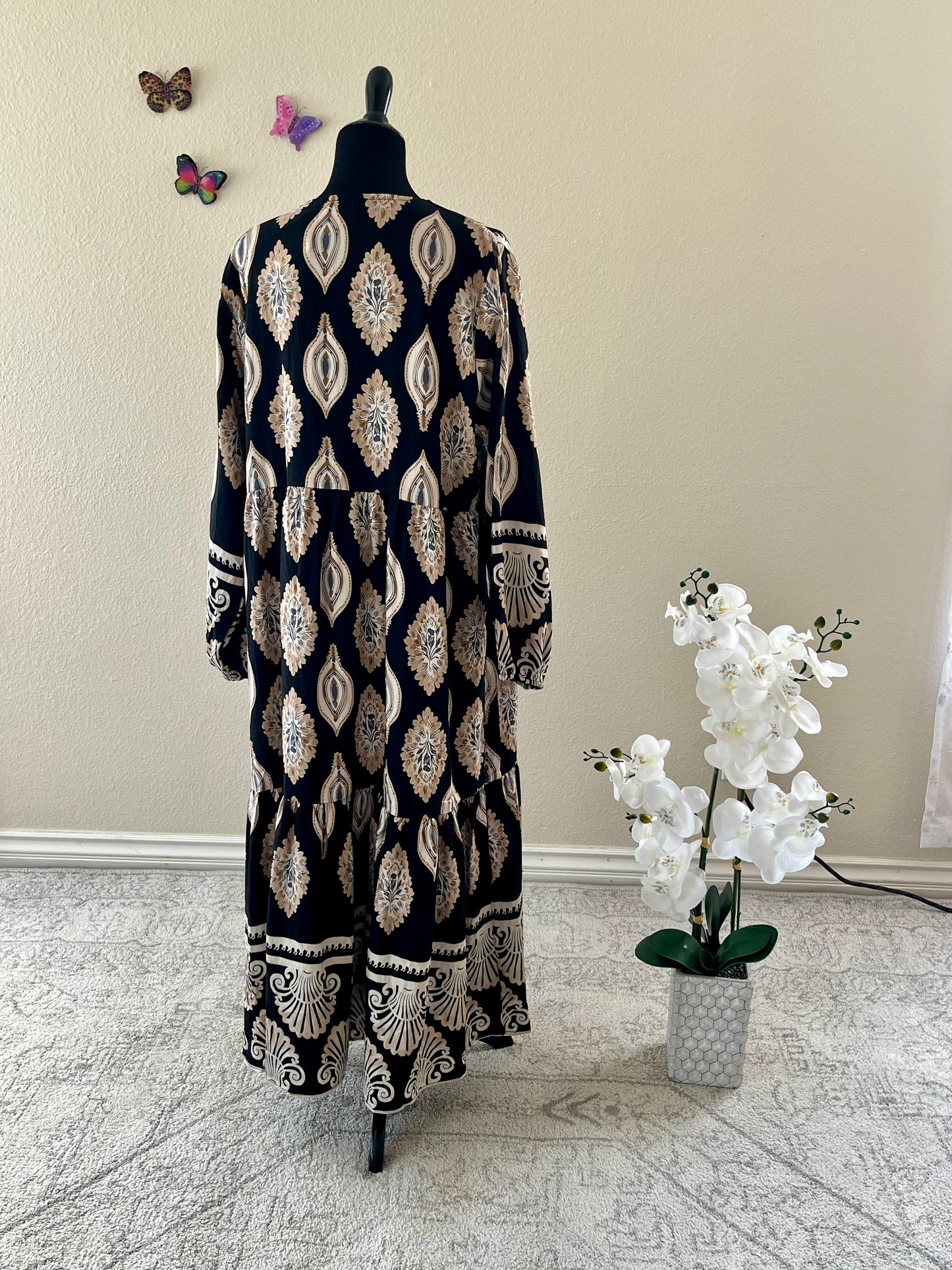 Black Printed Cotton Dress