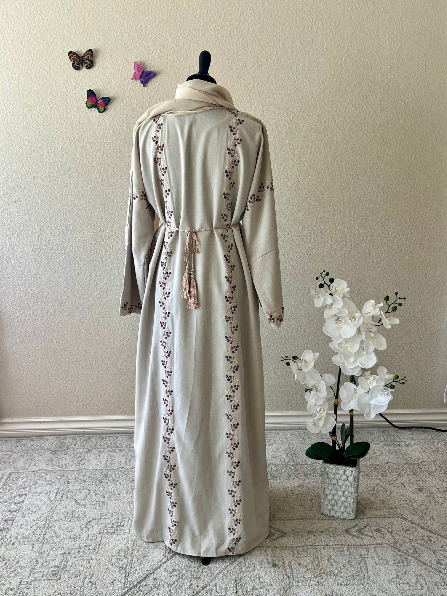 Embroidered Beige Dubai Abaya