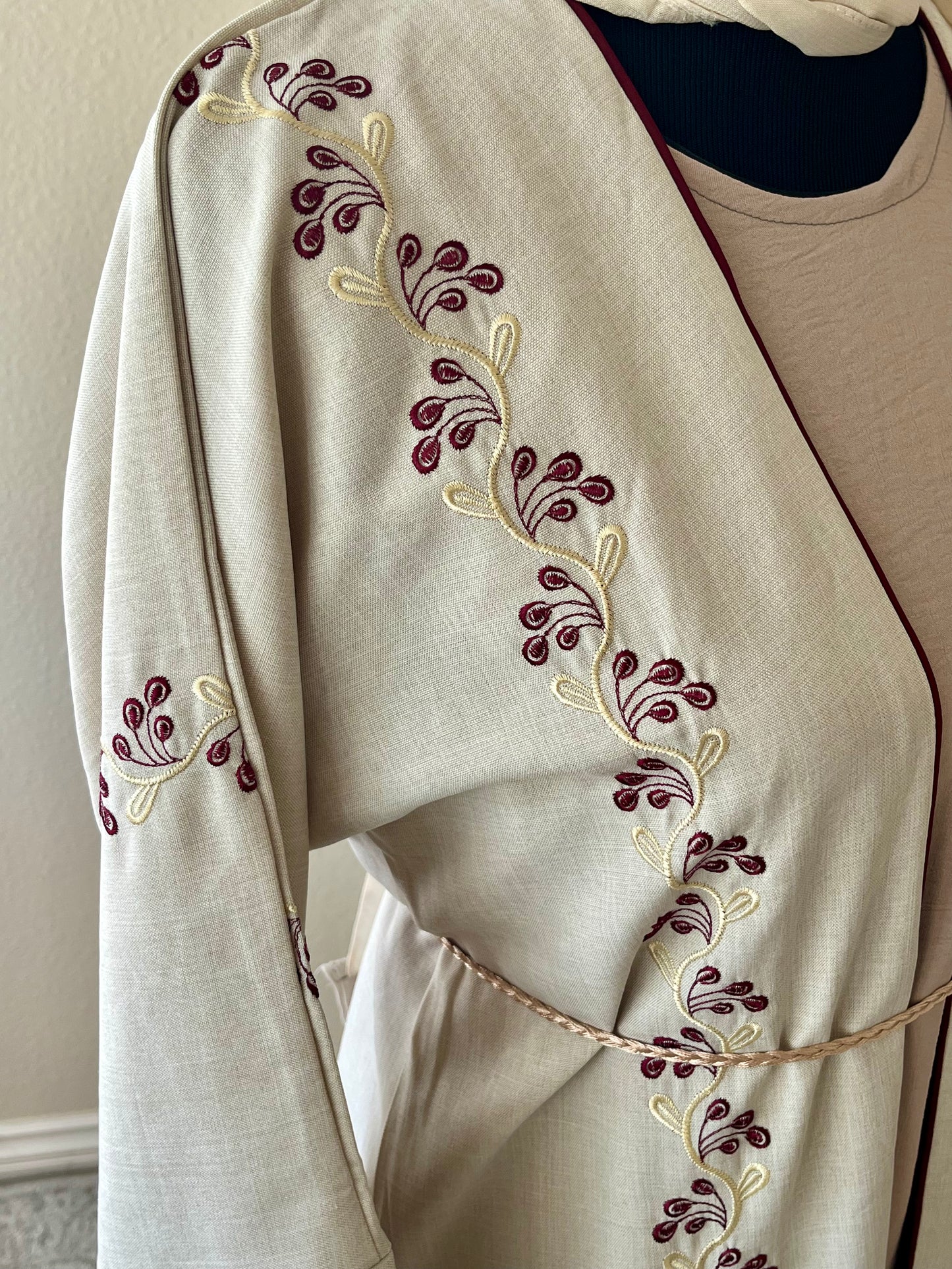 Embroidered Beige Dubai Abaya
