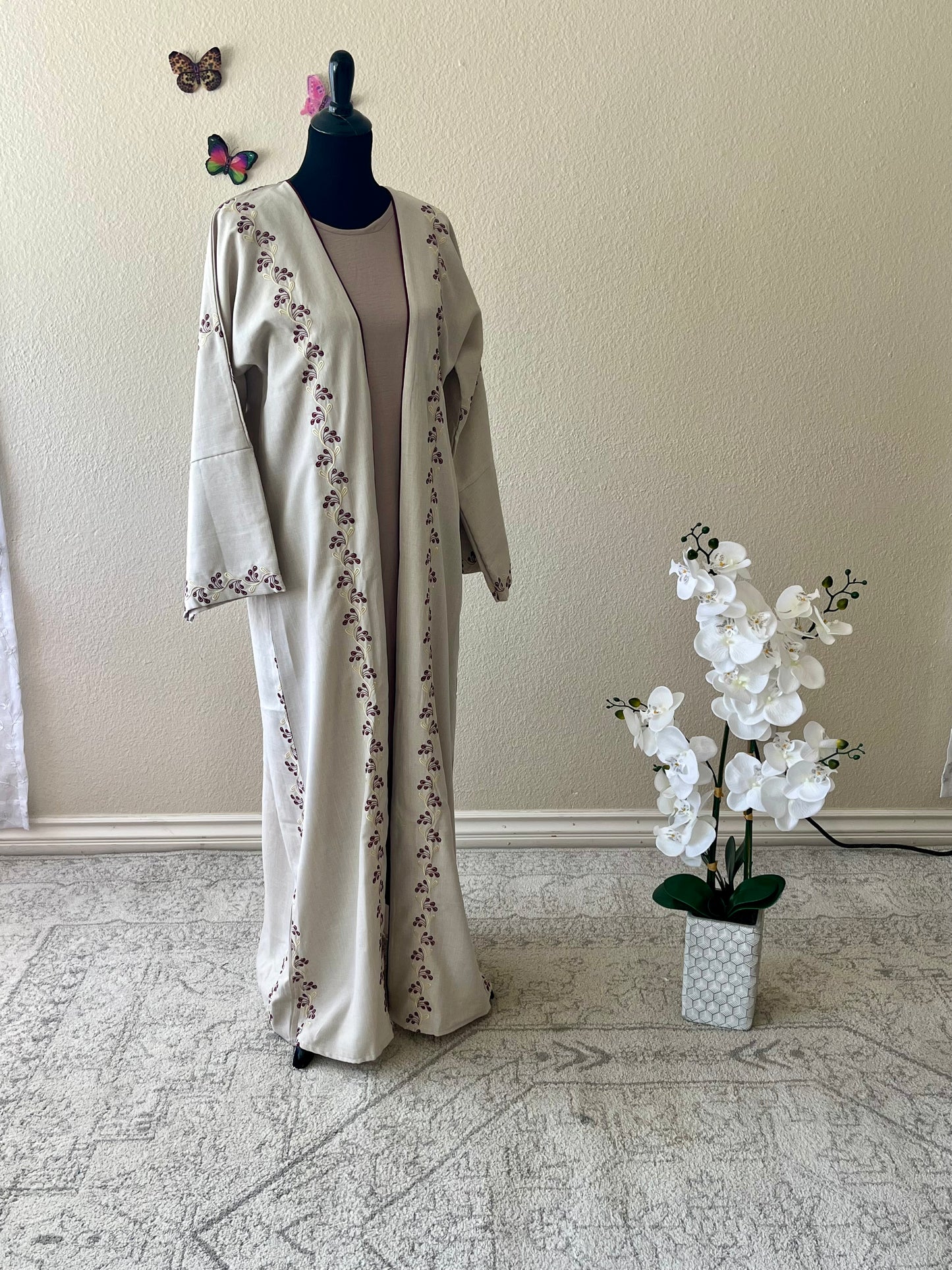 Embroidered Beige Dubai Abaya