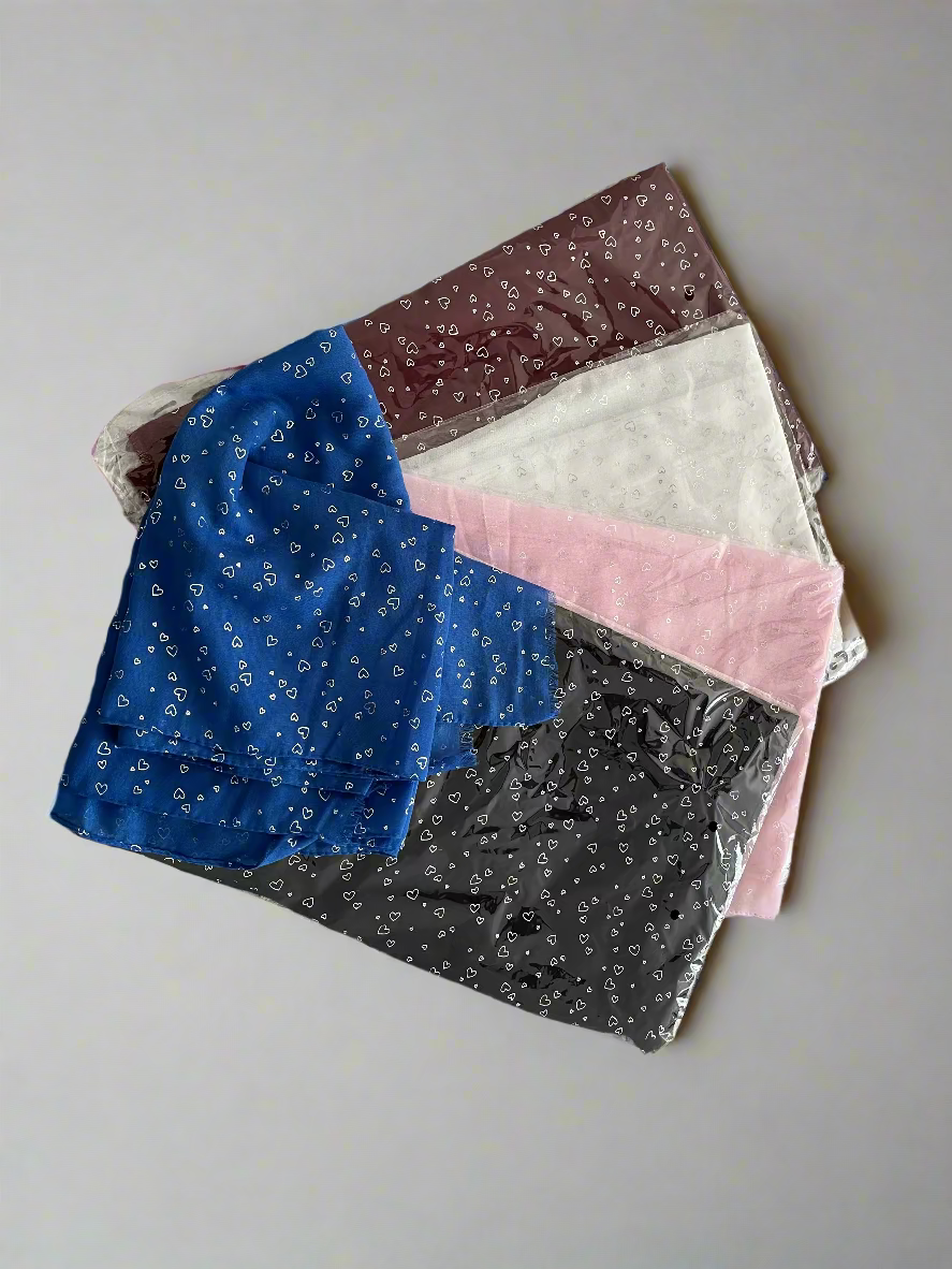 Heart Pattern Hijab (5 Colors)