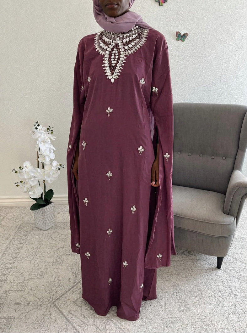 Rose Quartz Gemstone & Embroidery Abaya