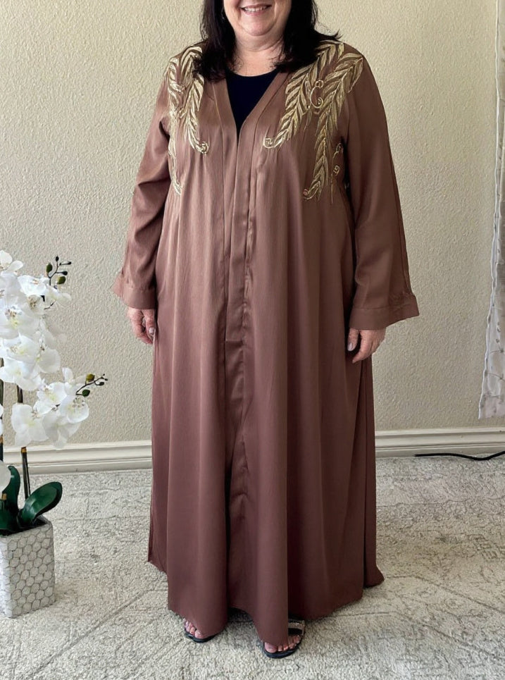 Sahara Golden Leaves Open Abaya