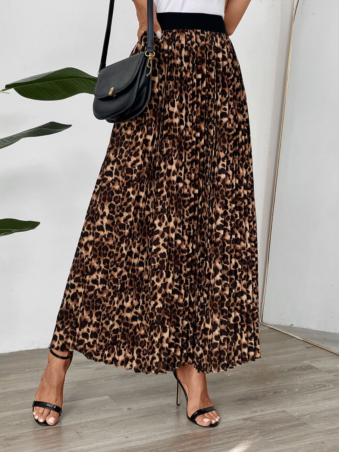 Perfee Pleated Leopard Maxi Skirt - EmelBoutique