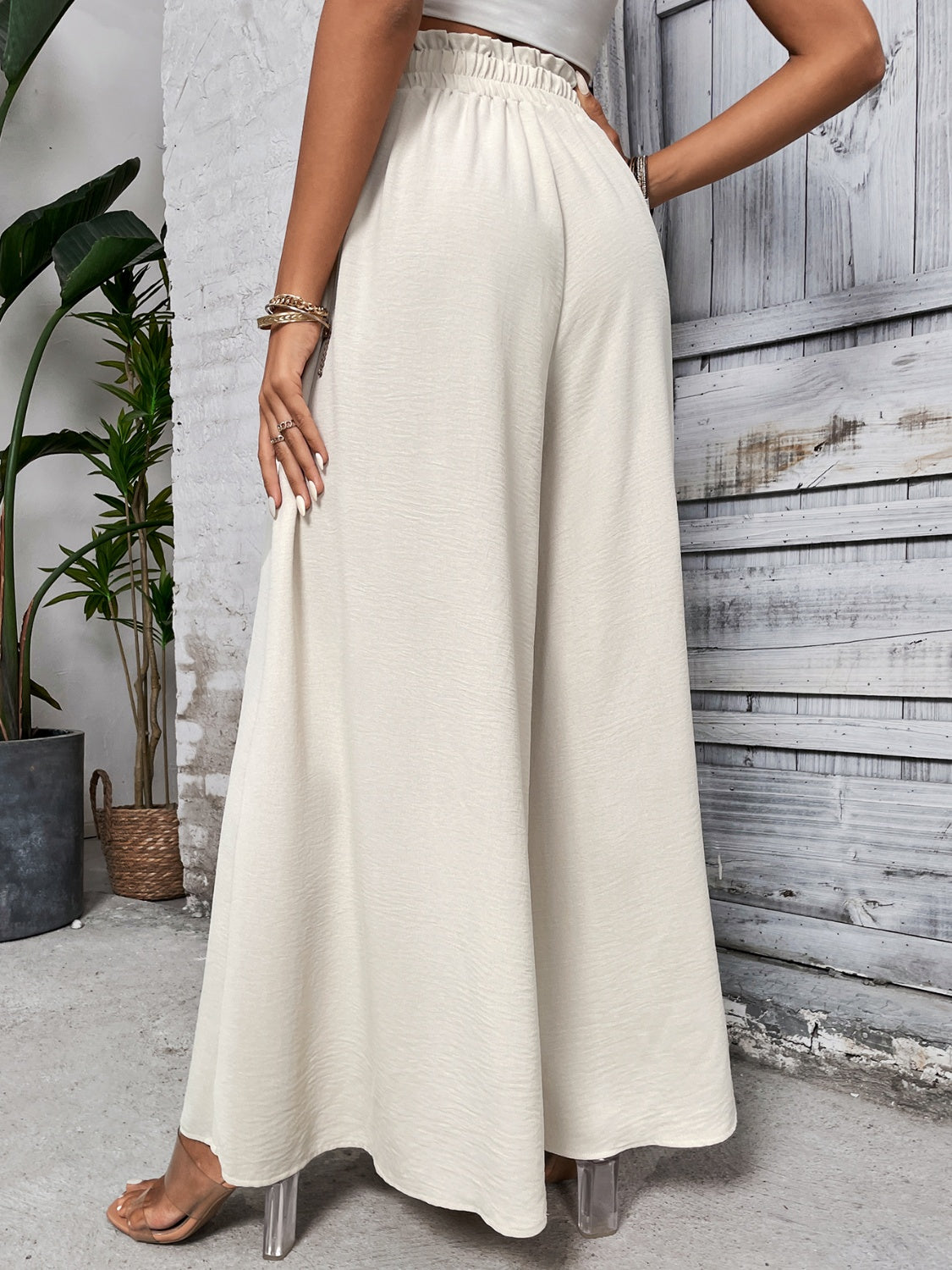 Honey Tied High Waist Wide Leg Pants back