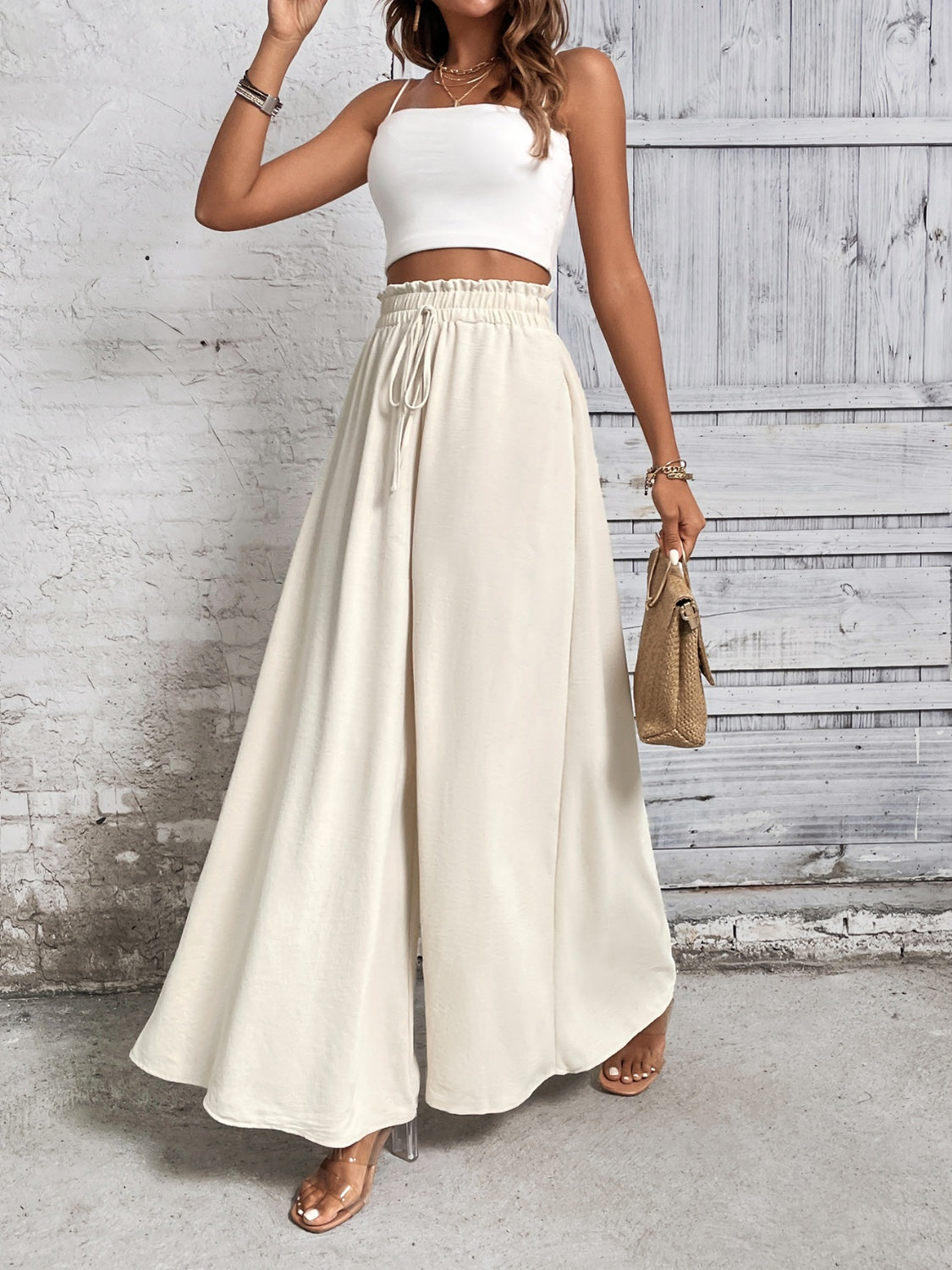 Honey Tied High Waist Wide Leg Pants front