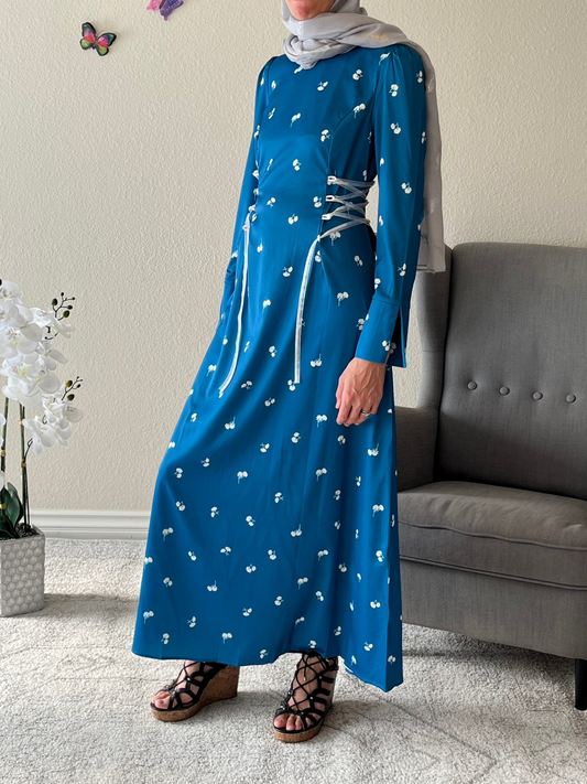 Side Lace Cherry Print Dress