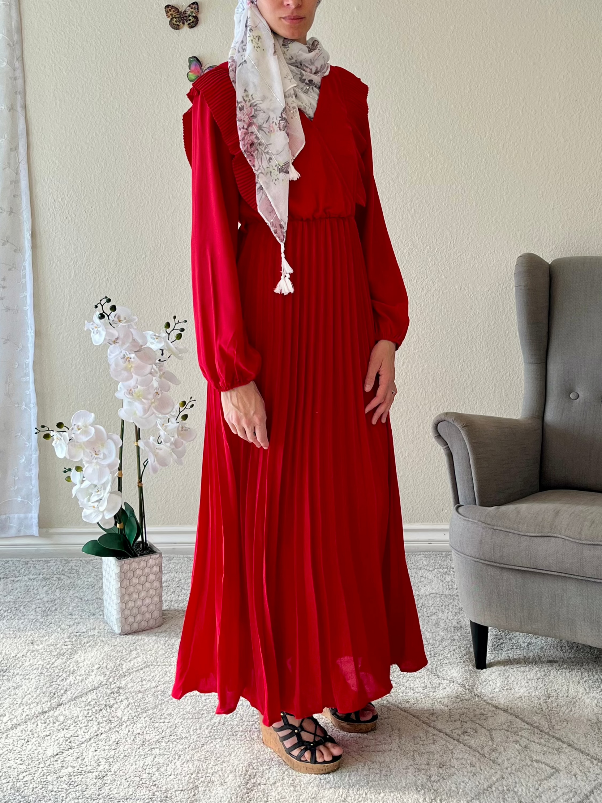 Pleated Surplice Tie Waist Maxi Dress - EmelBoutique