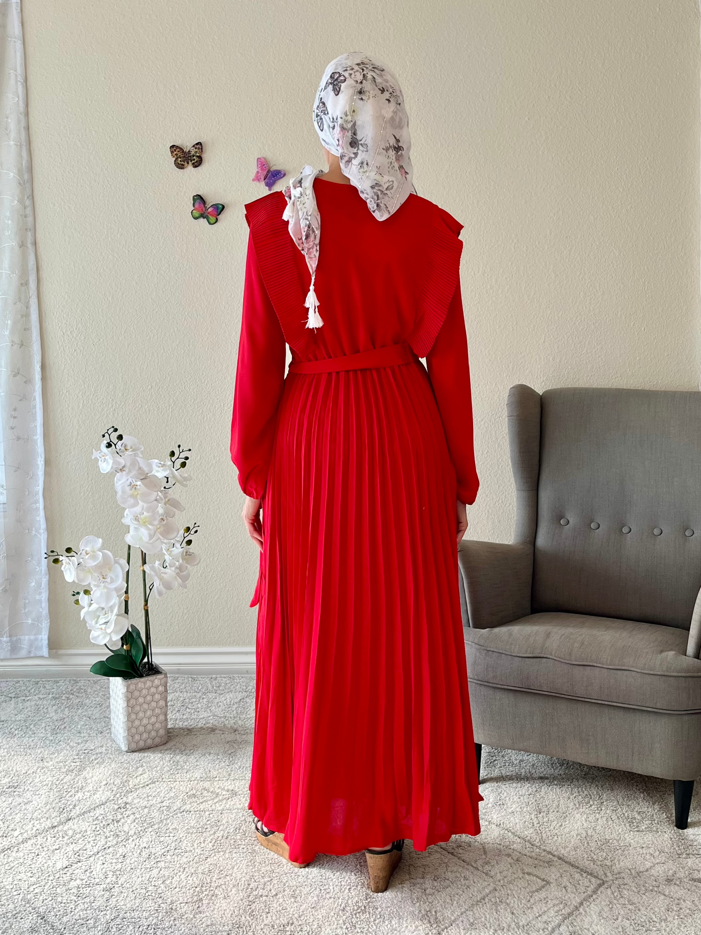 Pleated Surplice Tie Waist Maxi Dress - EmelBoutique