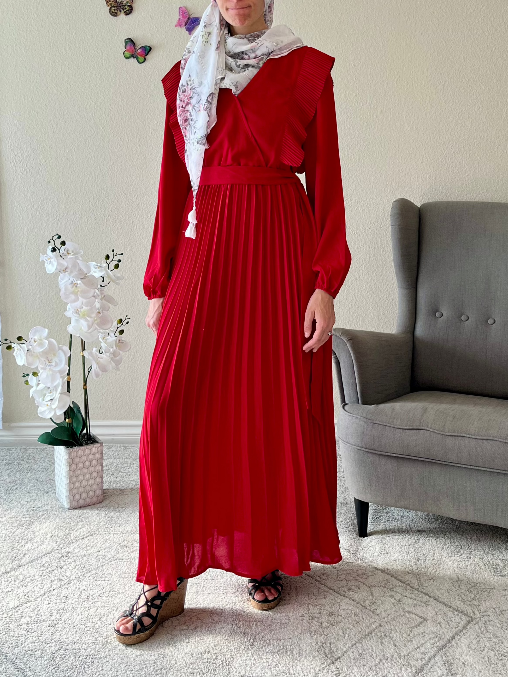 Pleated Surplice Tie Waist Maxi Dress - EmelBoutique