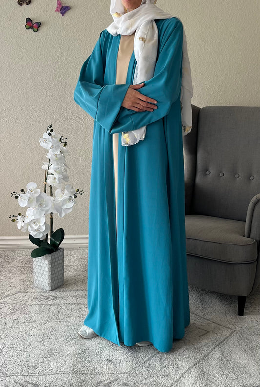 Turquoise Open Front AbayaTurquoise Open Front Abaya