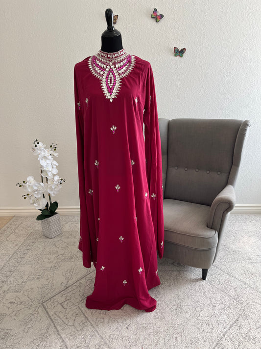 Rose Quartz Gemstone & Embroidery Abaya