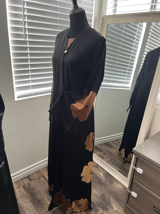 Mocha Velvet Bloom Abaya
