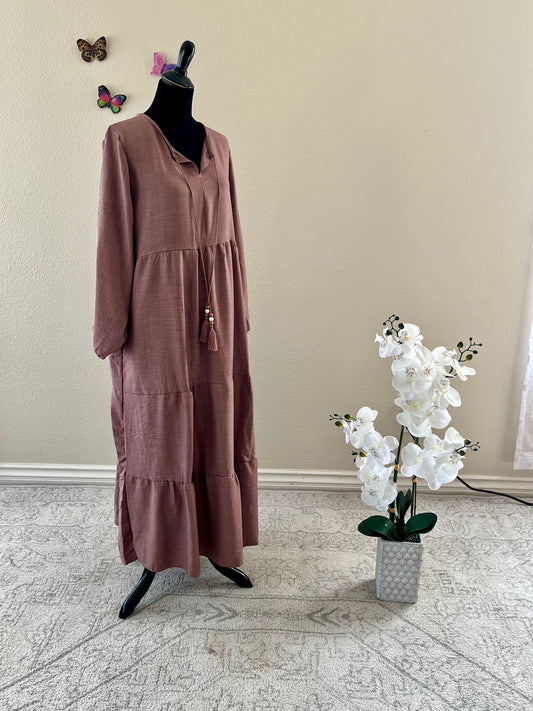 Purple Cotton Simple Dress