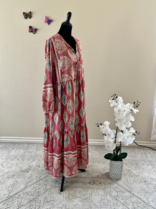 Pink Printed Cotton Dress