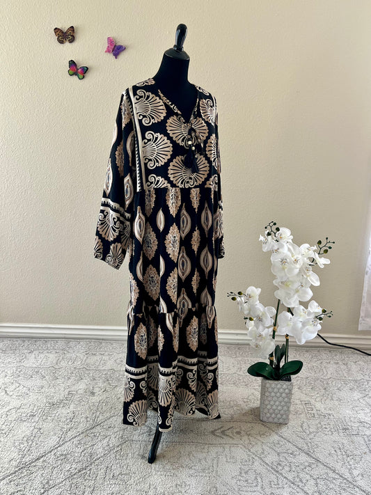 Black Printed Cotton Dress