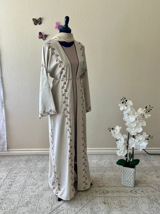 Embroidered Beige Dubai Abaya