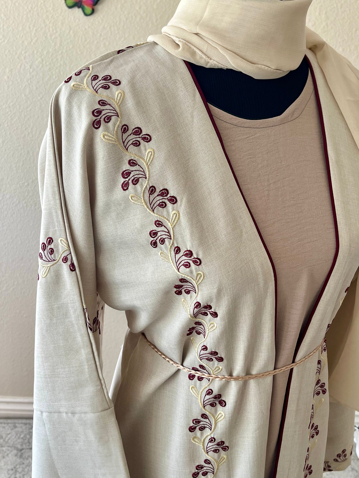 Embroidered Beige Dubai Abaya