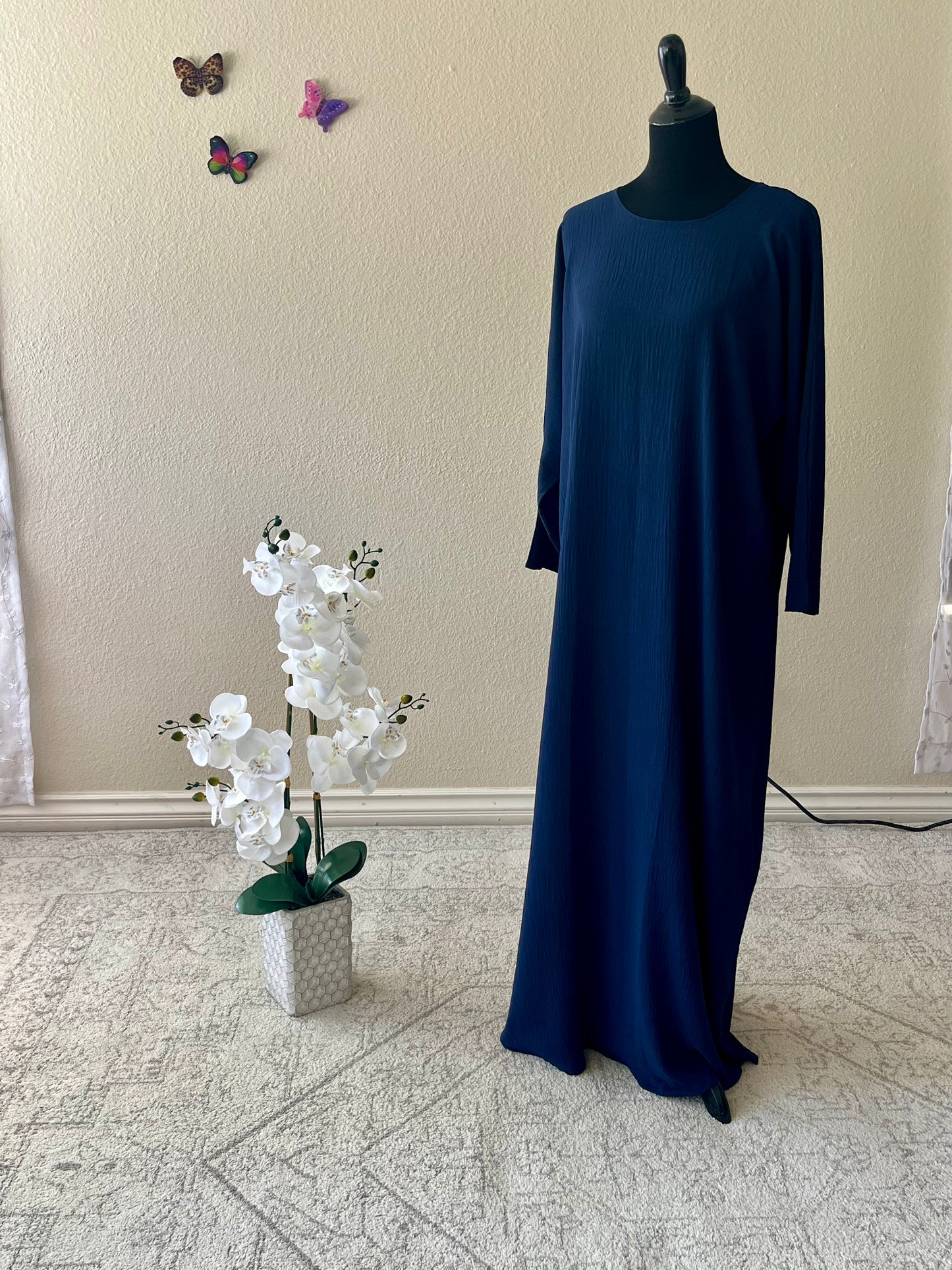 Blue floral Band Dubai Abaya