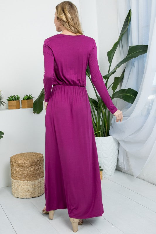 Magenta elastic waist dress back