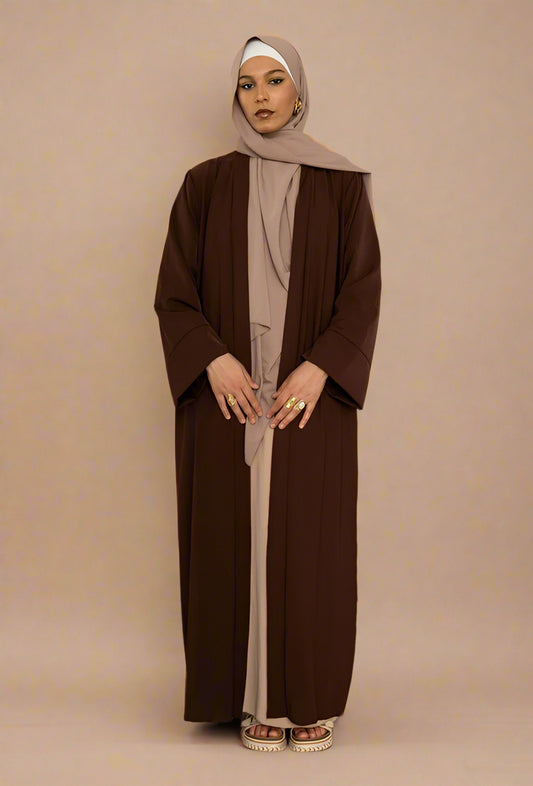 Brown Open Front Medinah silk Abaya