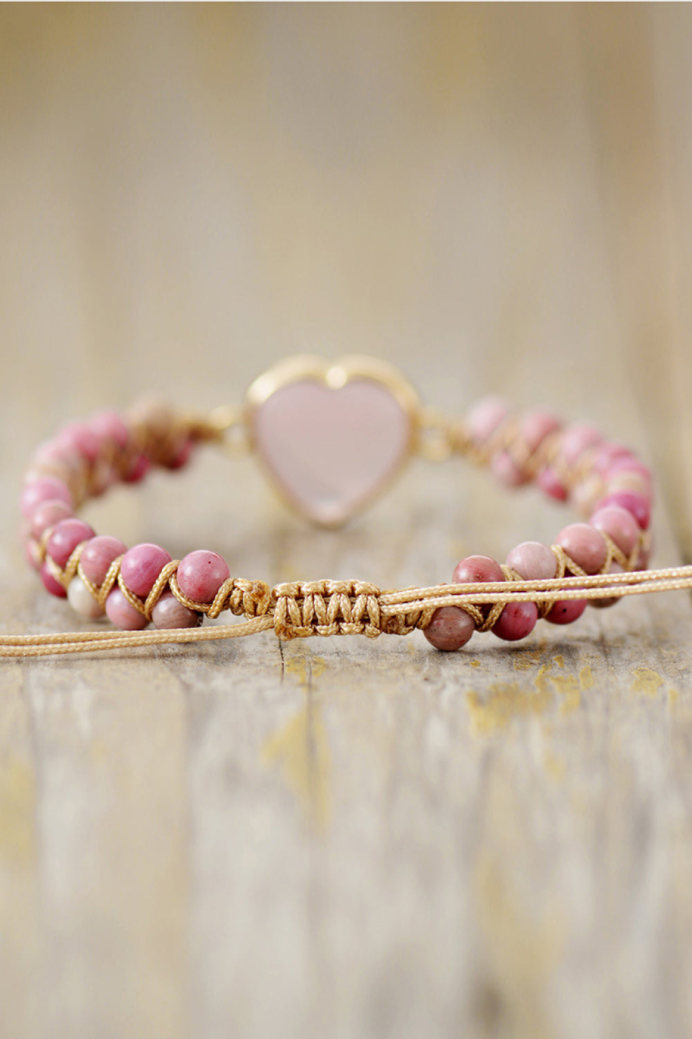 Rose Quartz Heart Beaded Bracelet - EmelBoutique