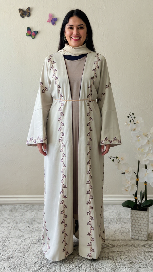 Embroidered Beige Dubai Abaya