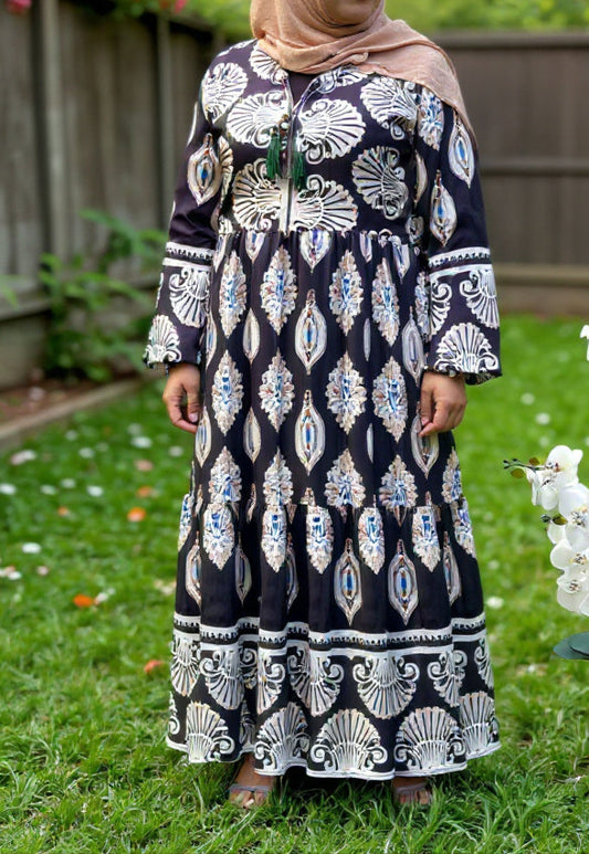 Black Printed Cotton Dress