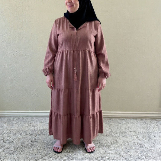 Plus Size Purple Cotton Simple Dress