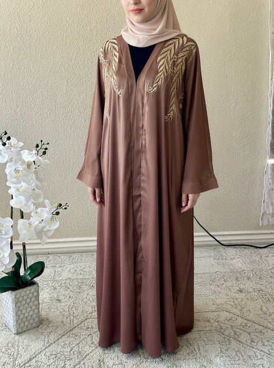 Sahara Golden Leaves Open Abaya