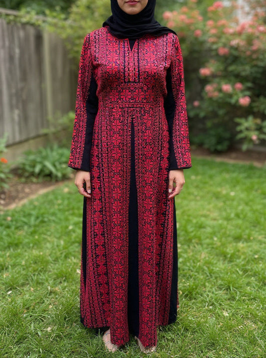 Black And Red Traditional Palestinian Thobe